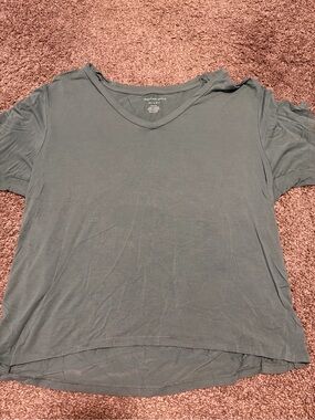 American Eagle Outfitters Slate Green V-Neck Short Sleeve Tee